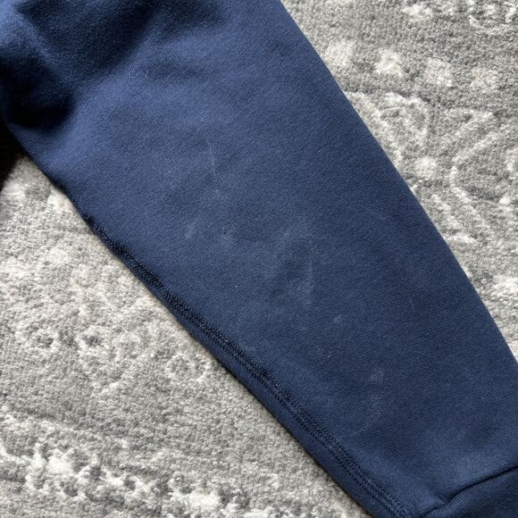 Abercrombie & Fitch Womens Logo Spell Out Cropped Hoodie Large Navy Blue READ - Picture 8 of 9